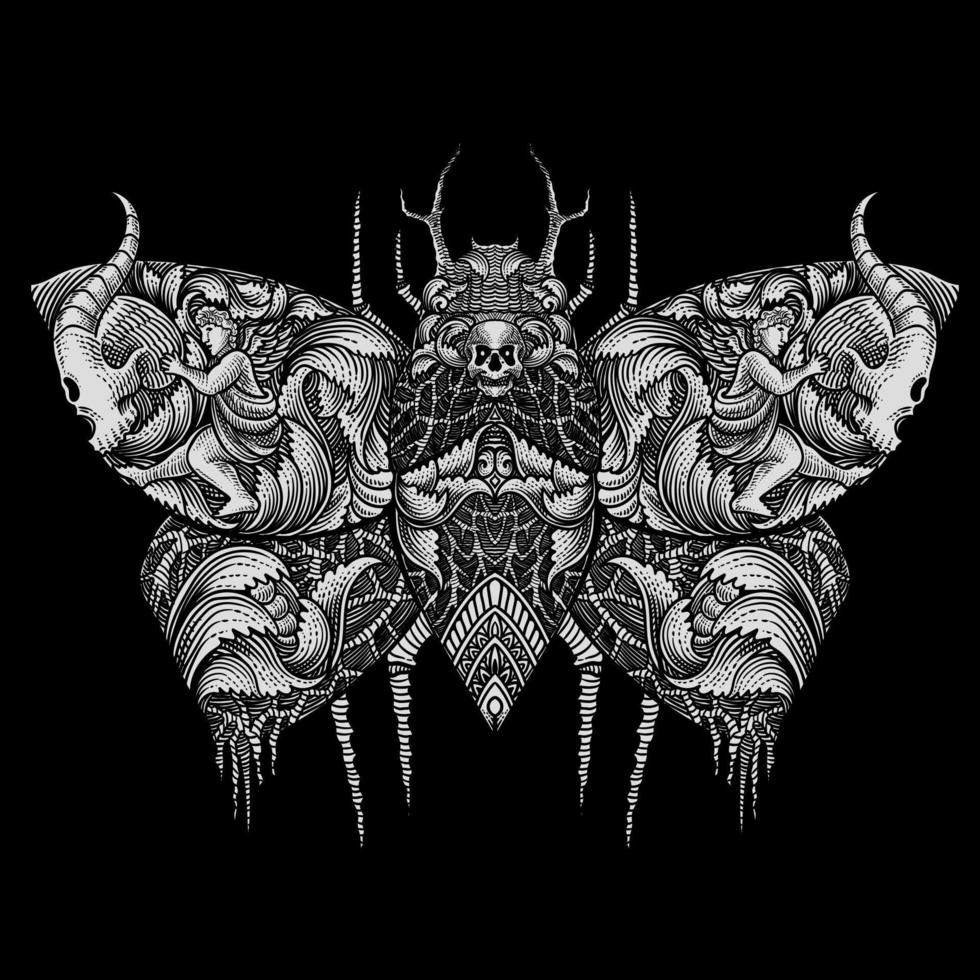 ilustración mariposa con oscuro Arte estilo vector