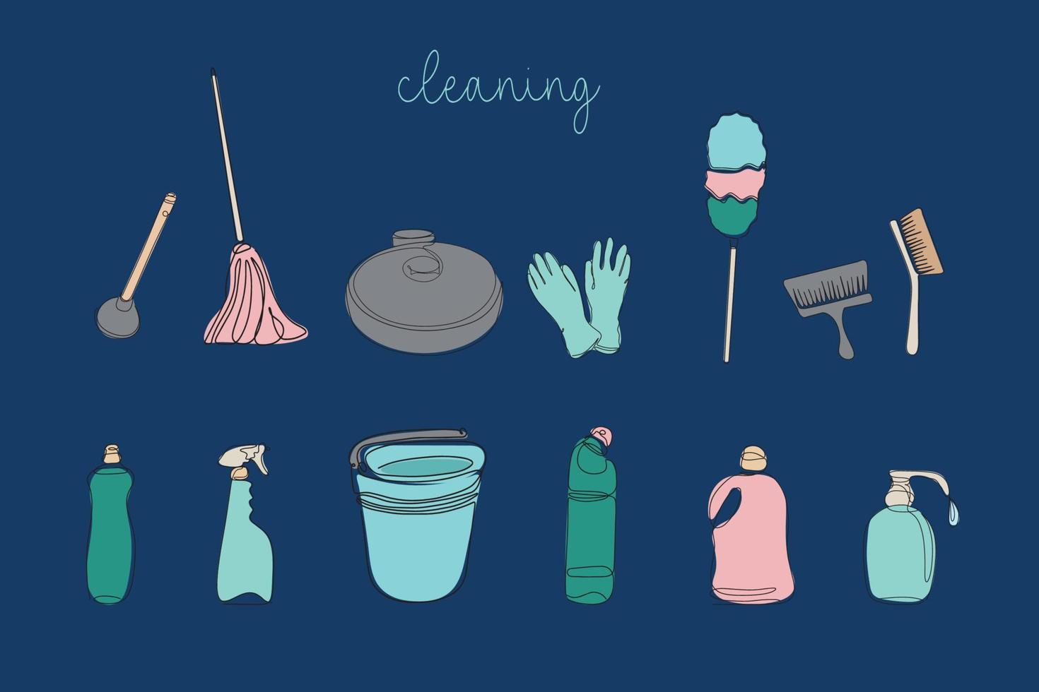 Background of cleaning equipment. Vector illustration