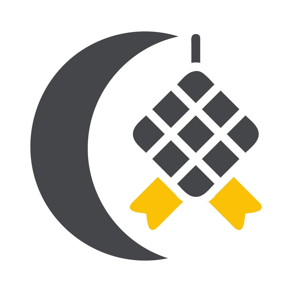 ketupat icon solid grey yellow style ramadan illustration vector element and symbol perfect.