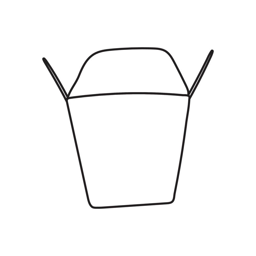 Vector doodle illustration of take away chinese wok box isolated