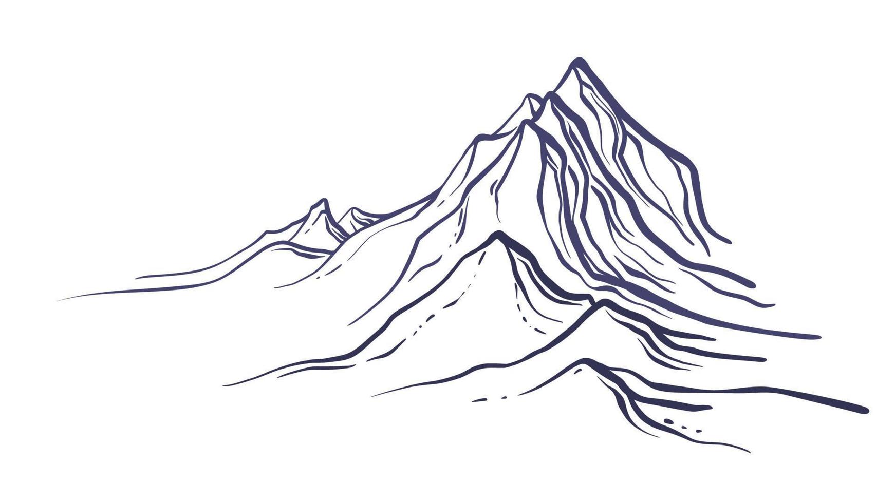 Mountain peaks, sketch. Vector graphic landscape.