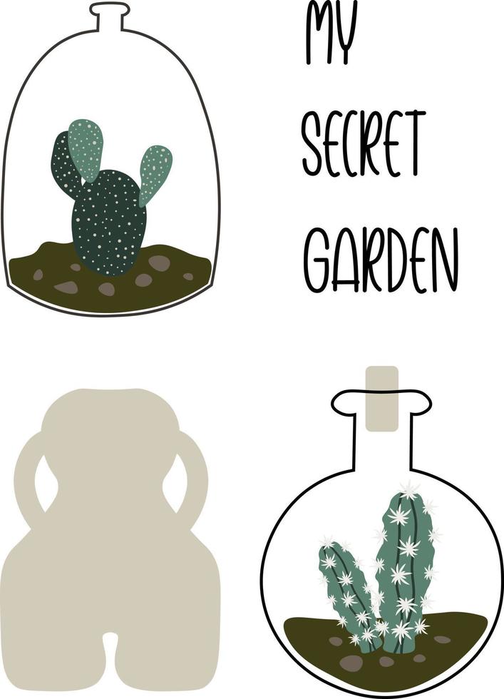 Cactus and succulents greeting cards. Card Templates vector