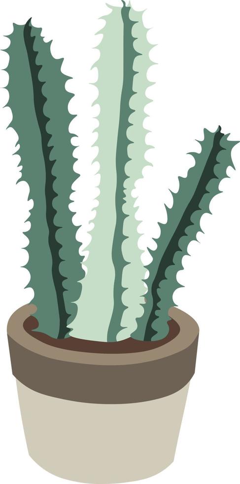 Green cactus pot home garden botanic houseplant vector