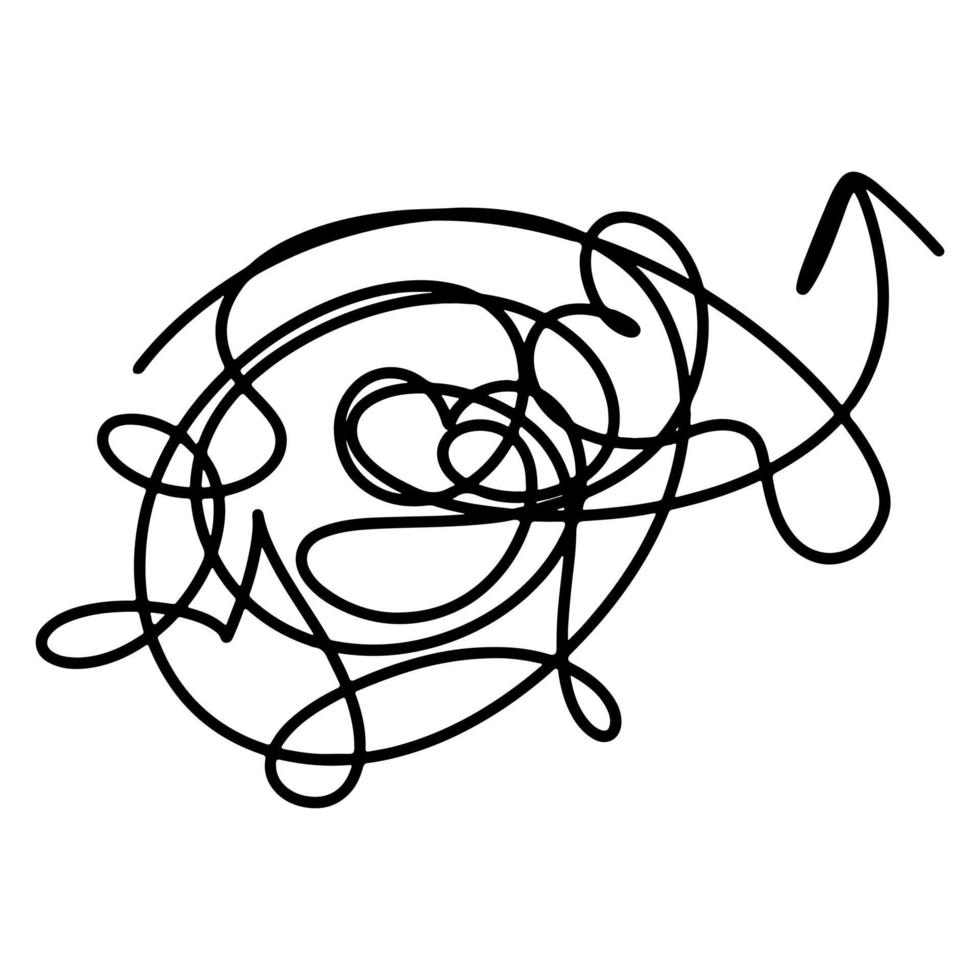 Chaotic scribble sketch circle object. Random chaotic line. Vector illustration isolated on white background.