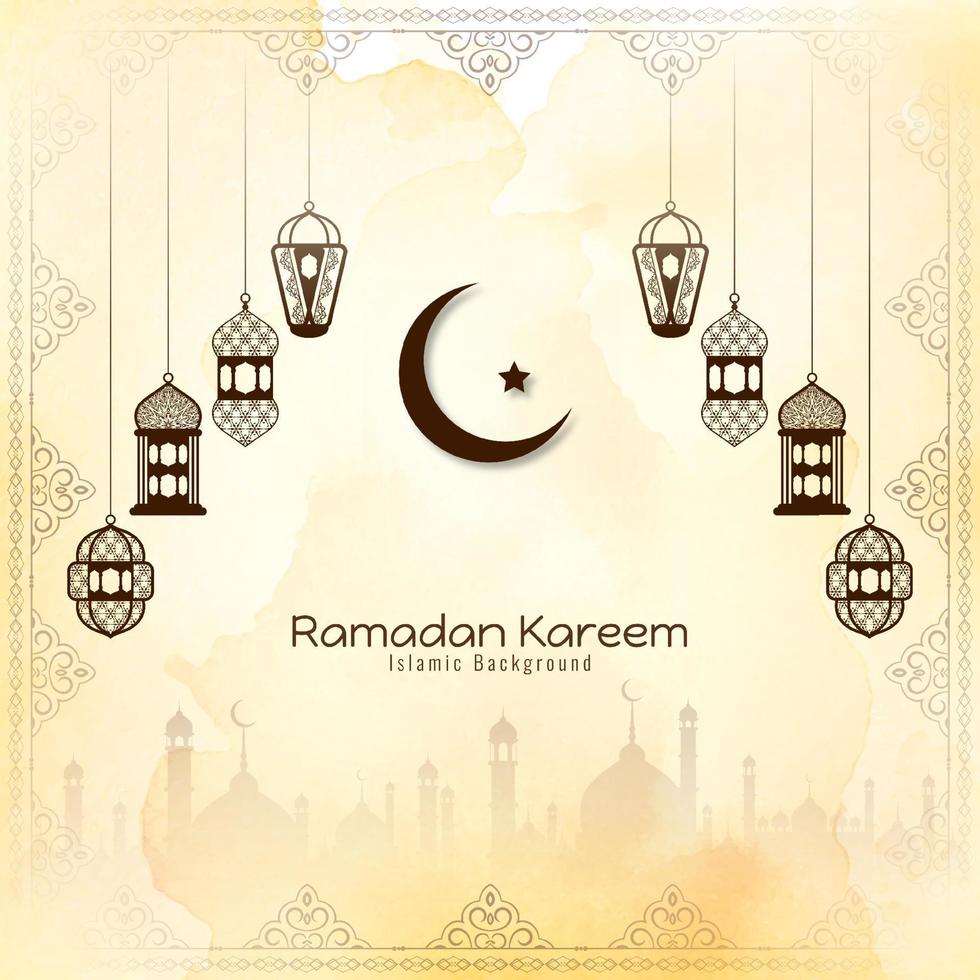 Ramadan Kareem traditional Islamic festival greeting background vector