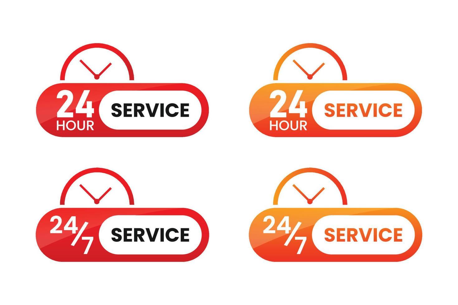 24 hours service banner element design collection set. vector