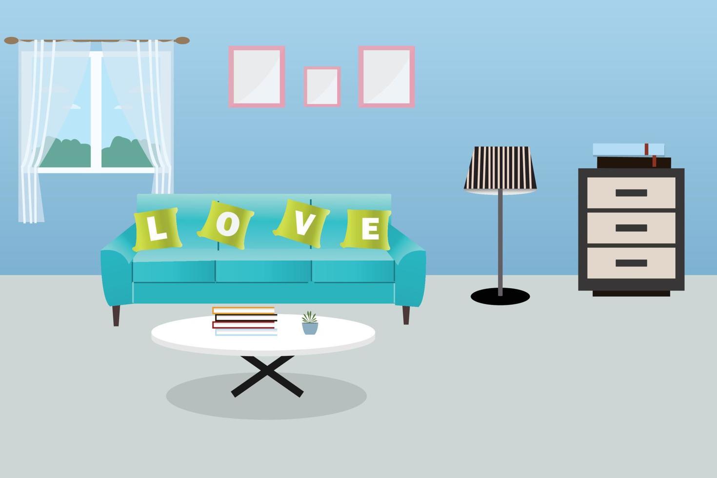 A living room interior vector illustration