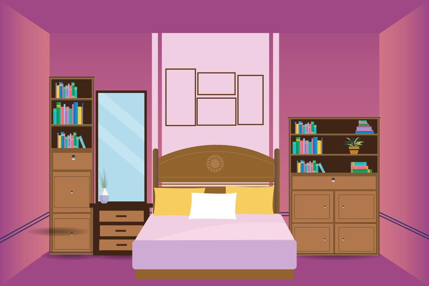dormitorio interior diseño vector ilustración
