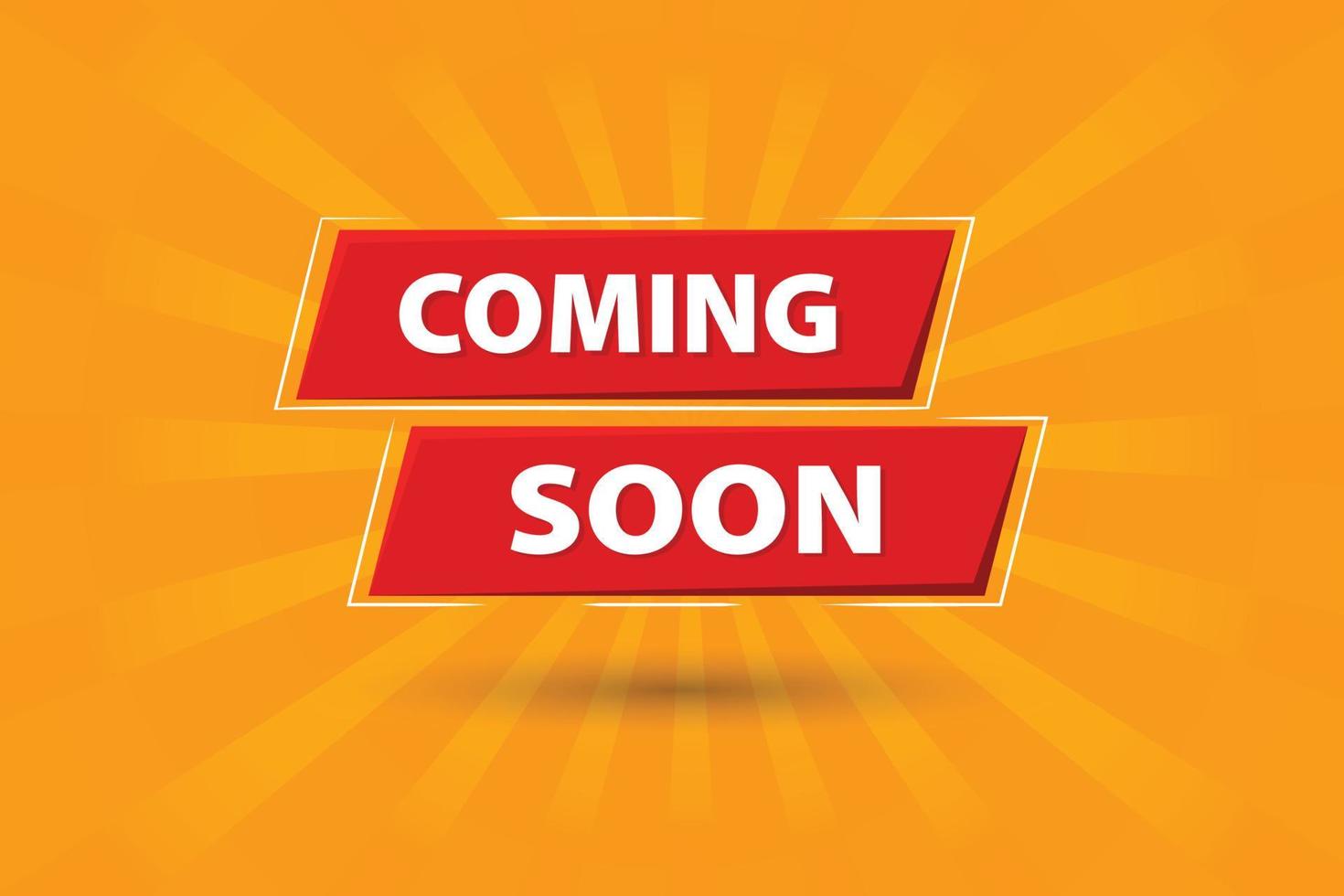 Red color coming soon banner design with yellow background. vector