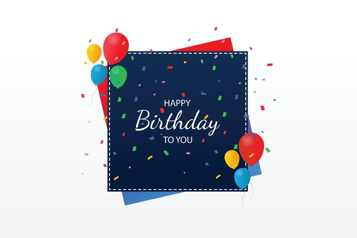 Beautiful happy birthday card with balloons vector