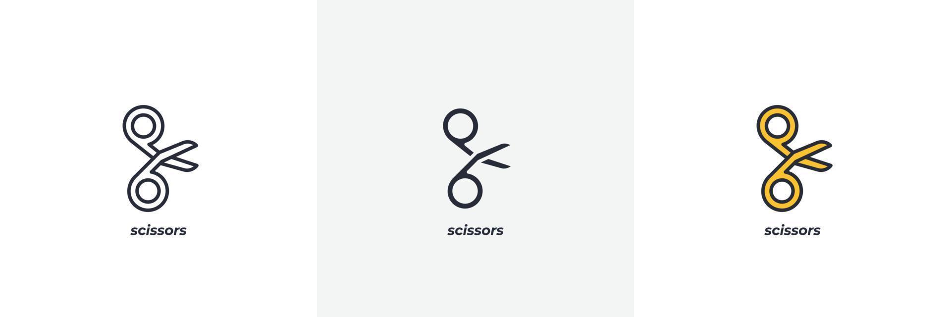 scissors icon. Line, solid and filled outline colorful version, outline and filled vector sign. Idea Symbol, logo illustration. Vector graphics