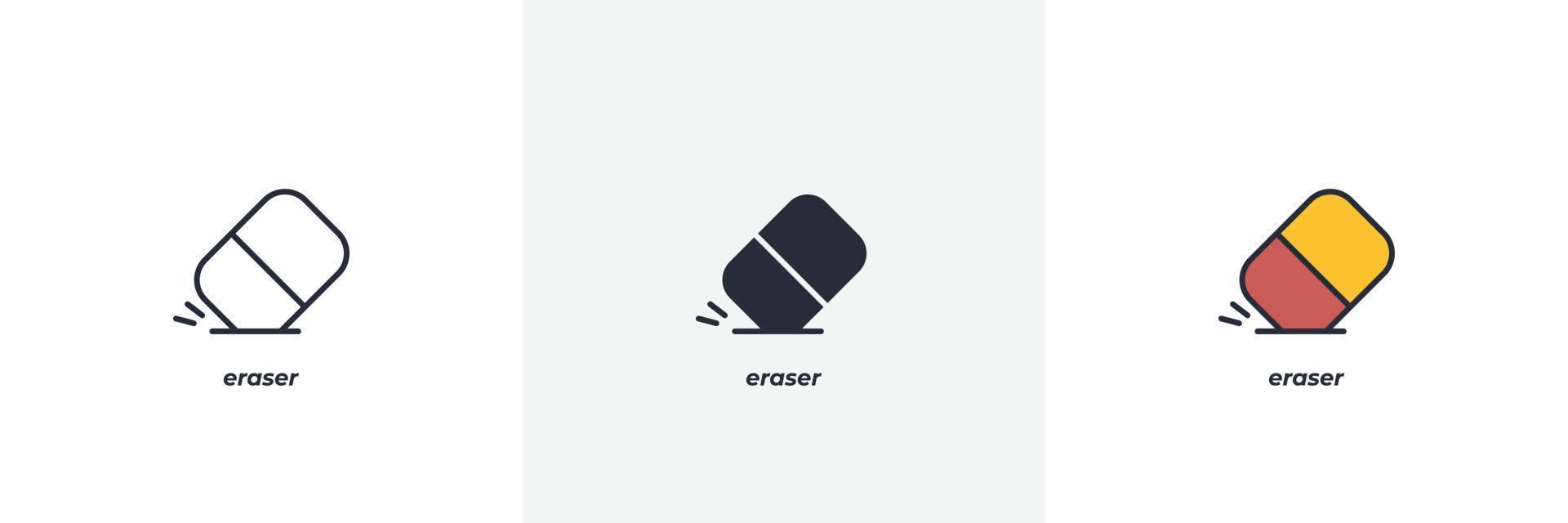 eraser icon. Line, solid and filled outline colorful version, outline and filled vector sign. Idea Symbol, logo illustration. Vector graphics
