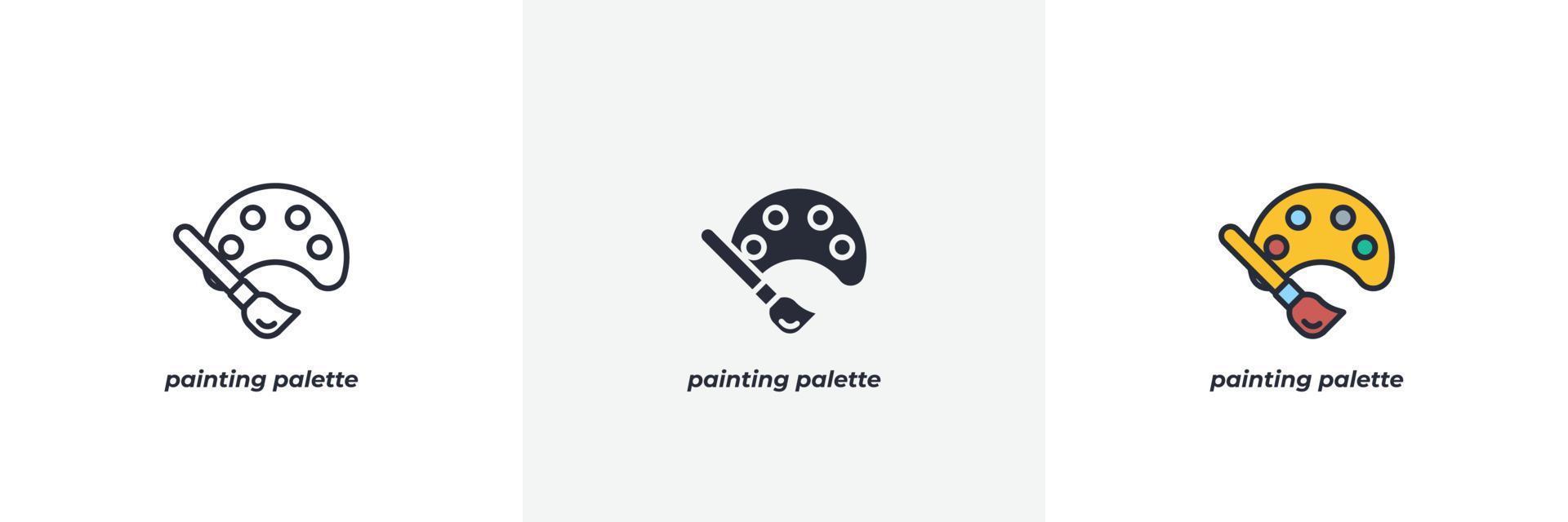 painting palette icon. Line, solid and filled outline colorful version, outline and filled vector sign. Idea Symbol, logo illustration. Vector graphics