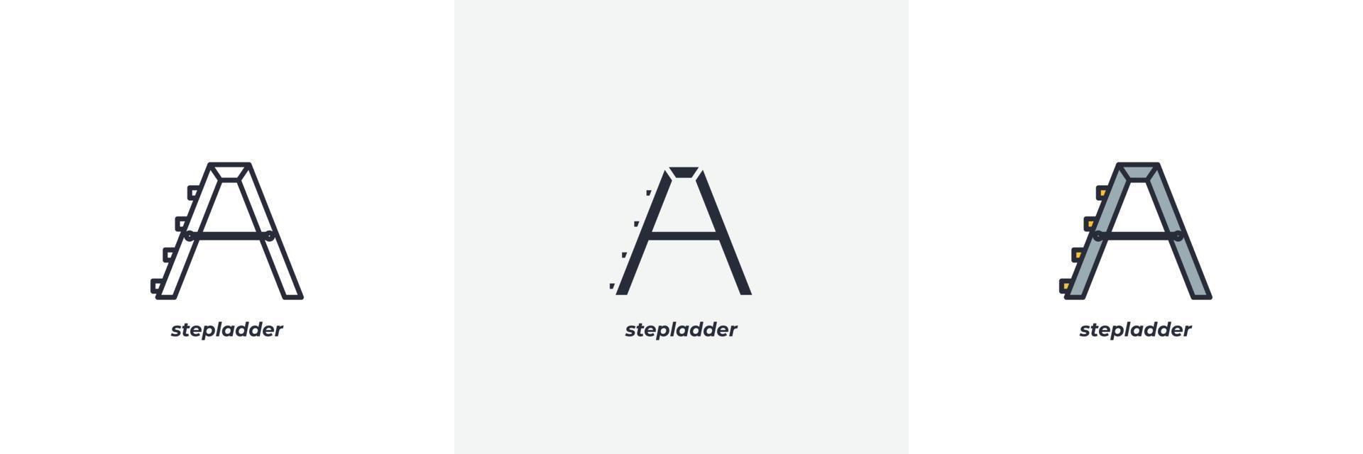 stepladder icon. Line, solid and filled outline colorful version, outline and filled vector sign. Idea Symbol, logo illustration. Vector graphics
