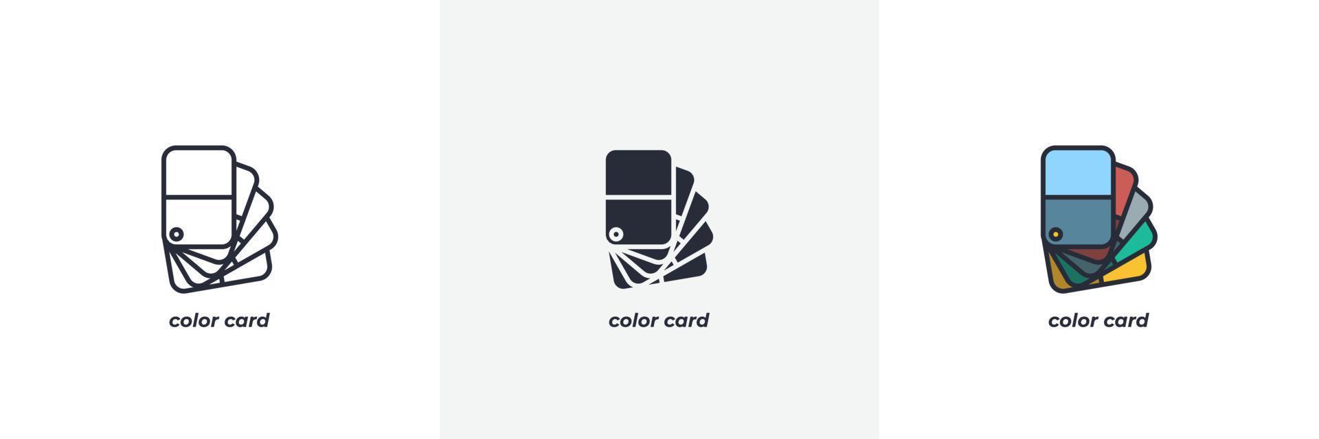 color tarjeta icono. línea, sólido y lleno contorno vistoso versión, contorno y lleno vector signo. idea símbolo, logo ilustración. vector gráficos