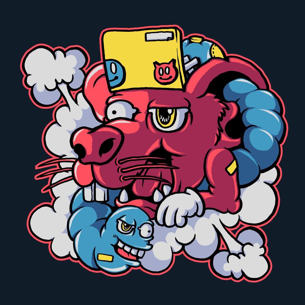 bad rat doodle art vector