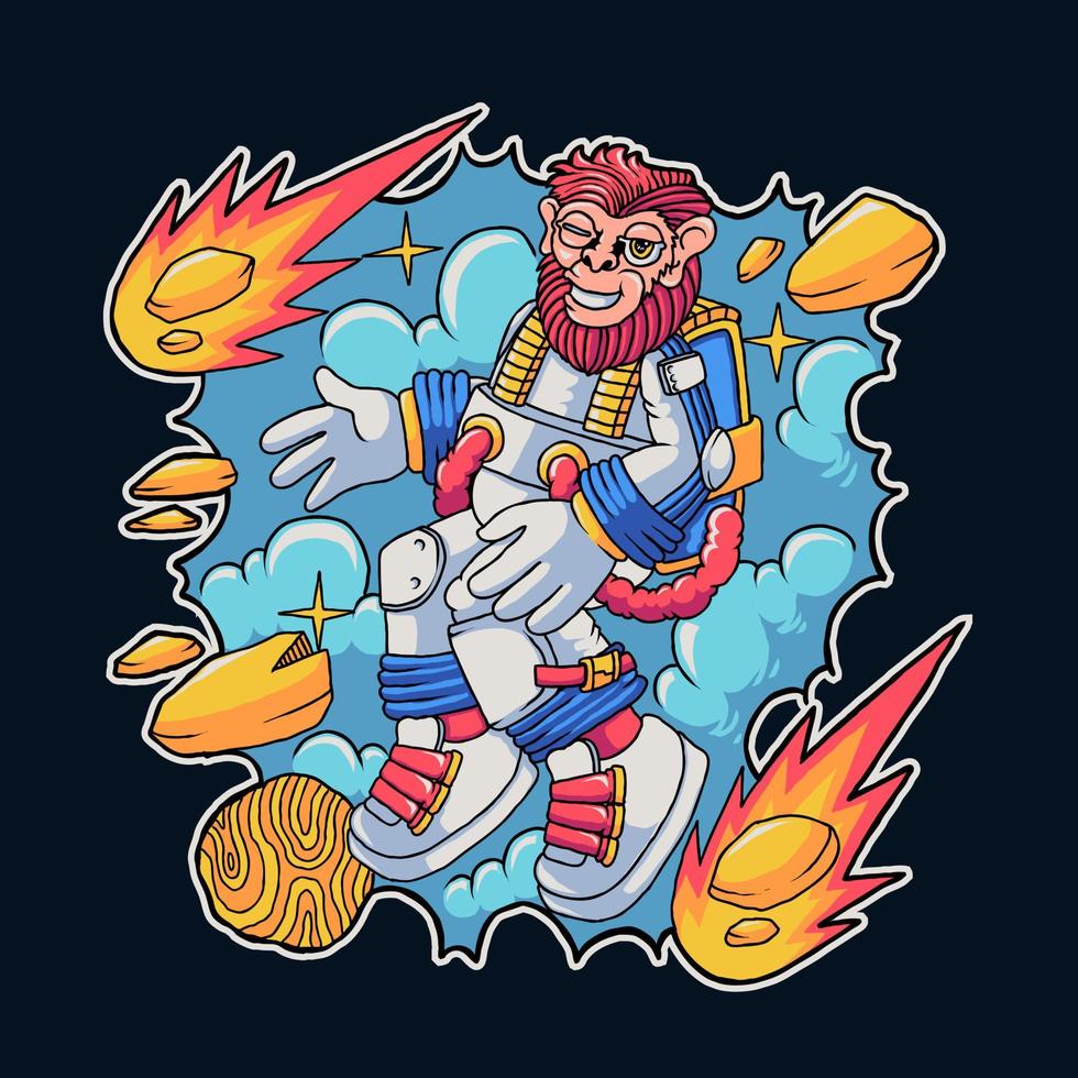 astronaut ape vector illustration