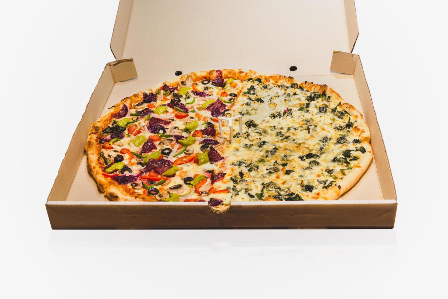 New York style pizzas takeout isolated in clipping path. photo