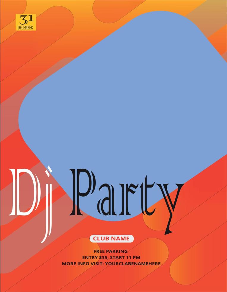 poster for dj parity club is on the bottom of the poster. vector