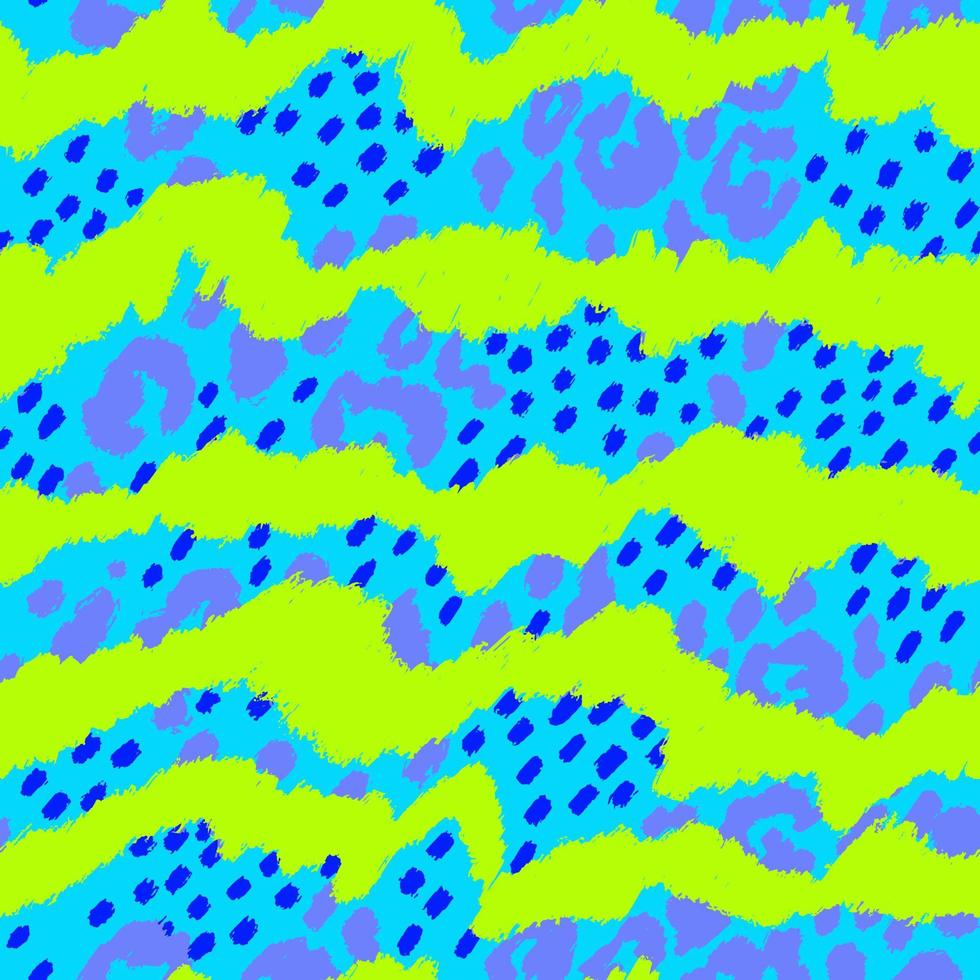 Hand drawn zigzag, leopard and scribbles pattern vector