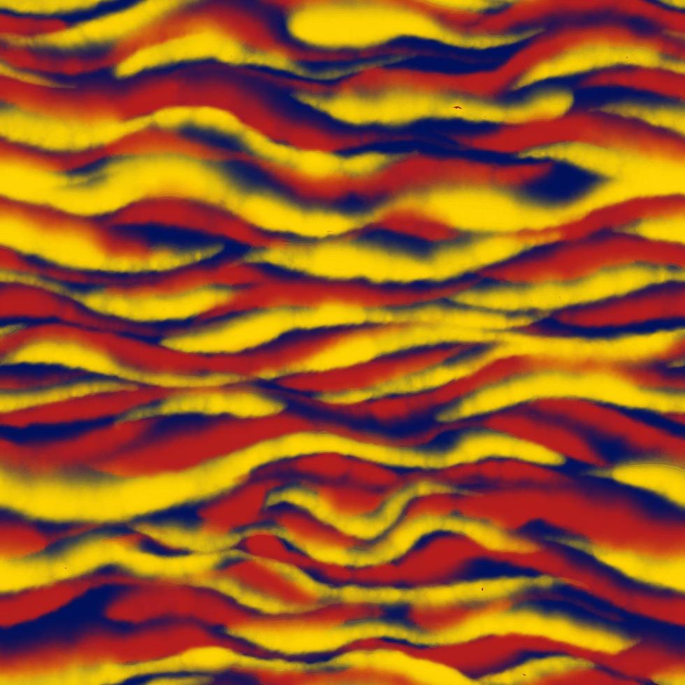 Watercolor colorful blurred waves. Yellow, red and dark blue defocused wavy pattern vector