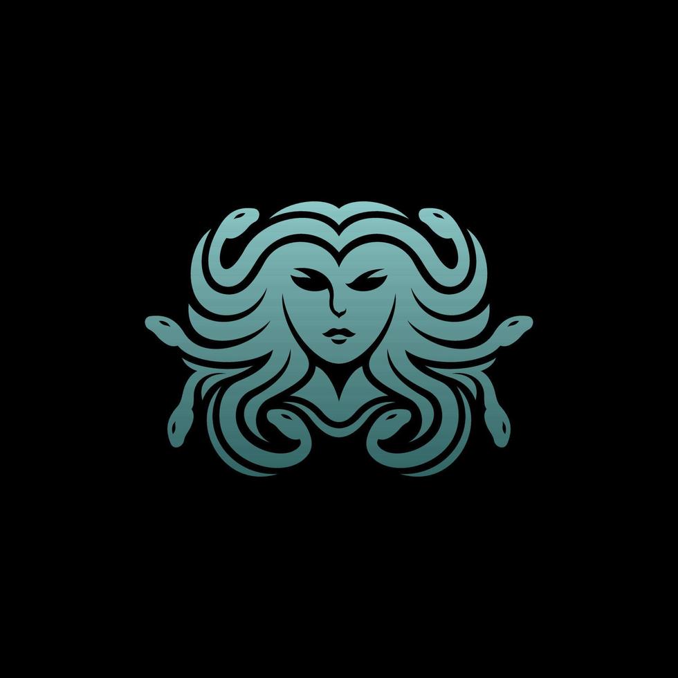 Woman medusa beauty creative logo design vector