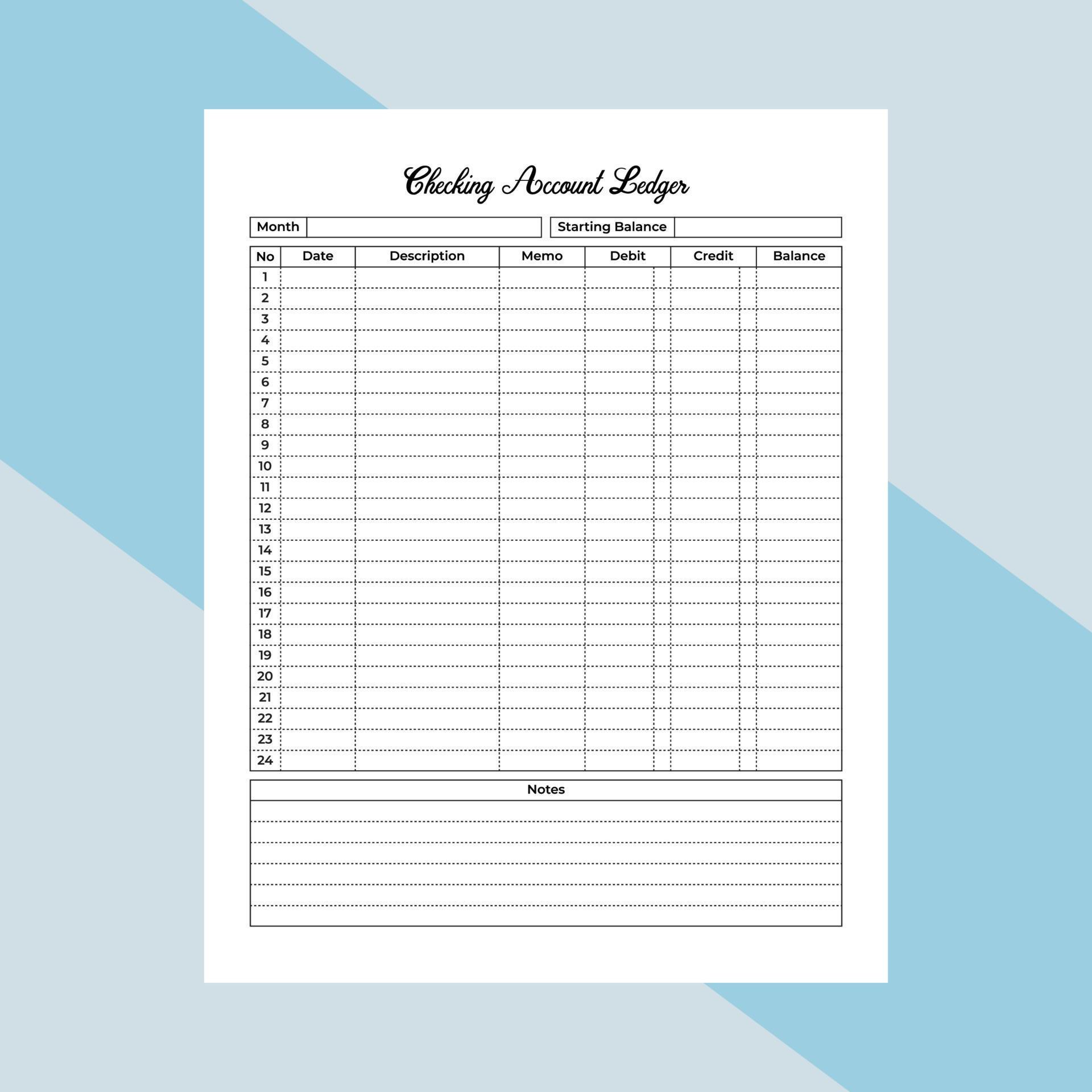 Journal interior of a checking account ledger template Daily bank Journal interior of a checking account ledger template Daily bank