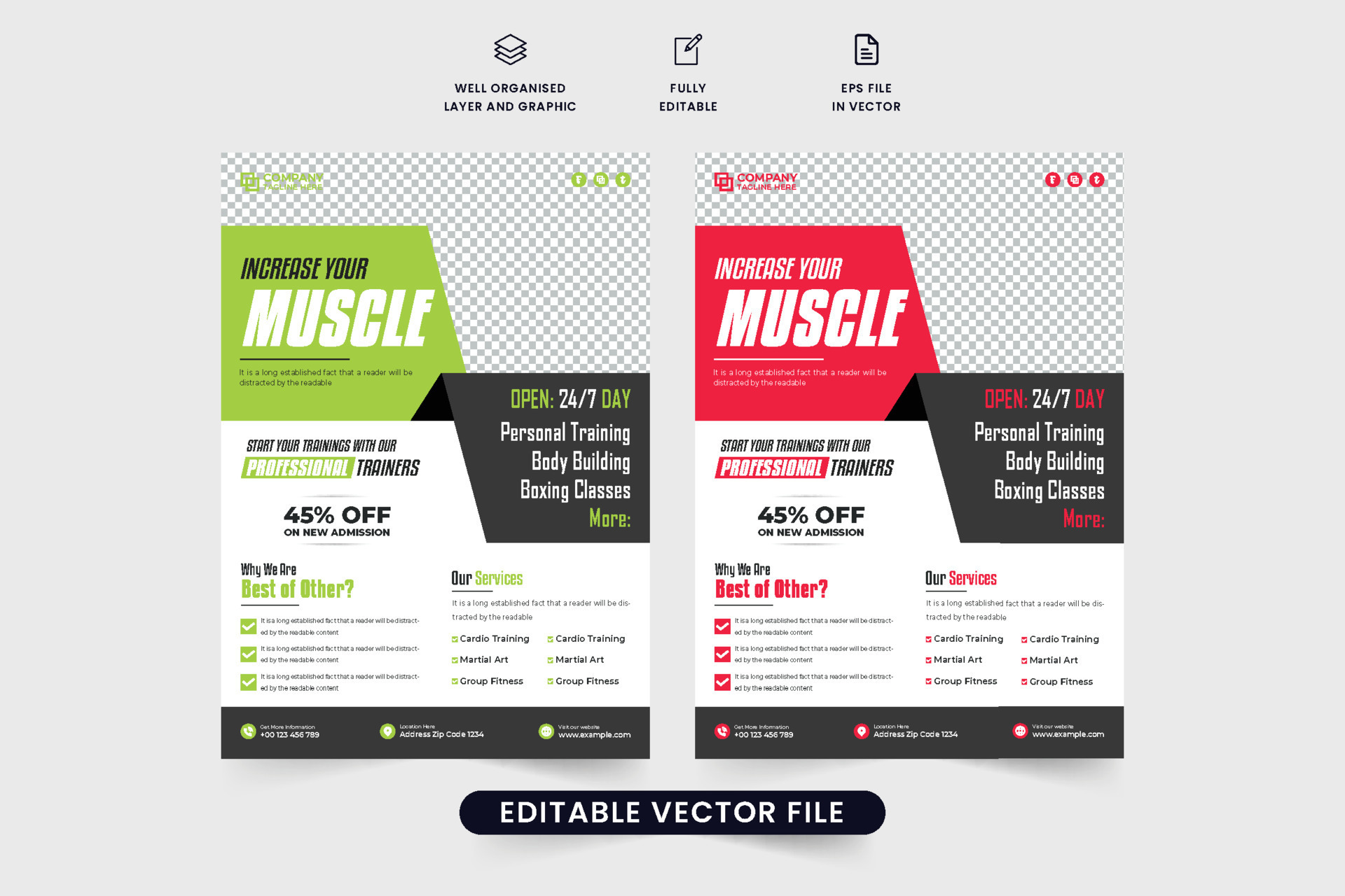 Modern gym fitness flyer template Royalty Free Vector Image