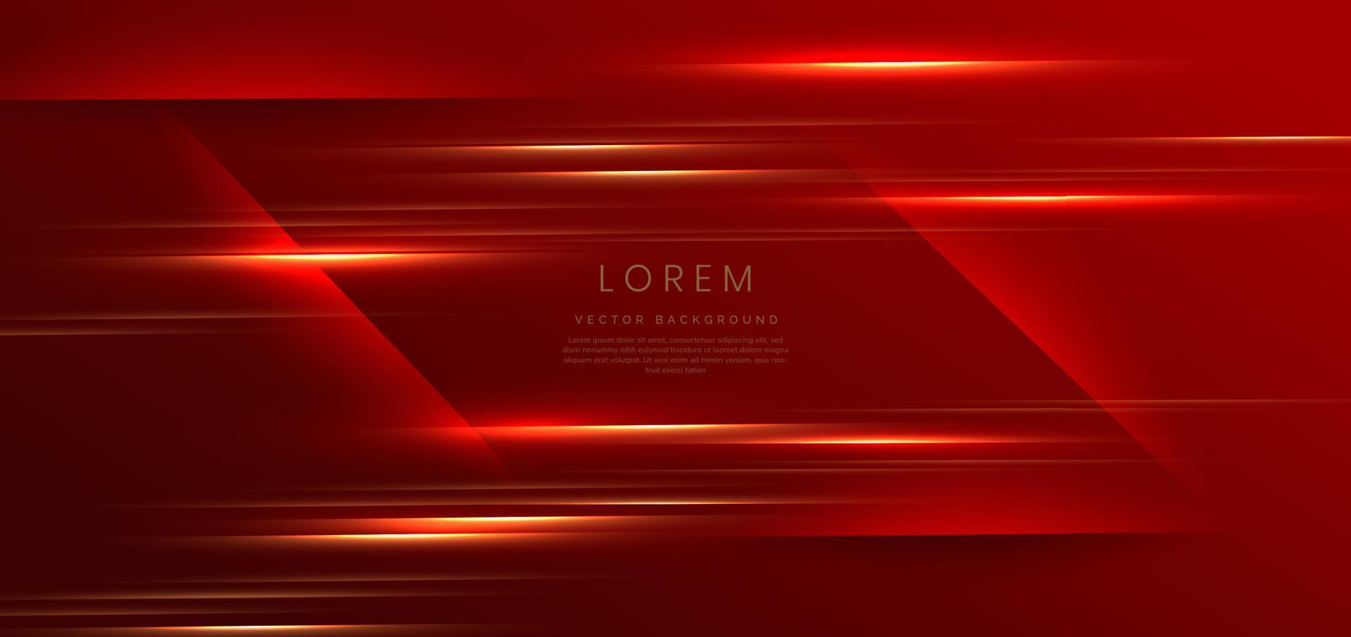 Abstract elegant red background with golden line and lighting effect sparkle. Luxury template award design. vector