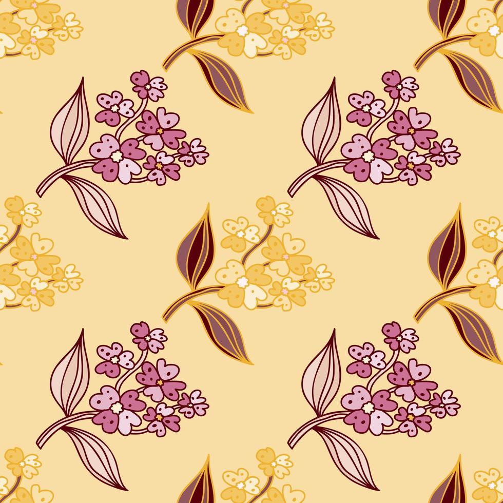 Seamless pattern with decorative flowers. Floral background. Cute plants endless backdrop. vector