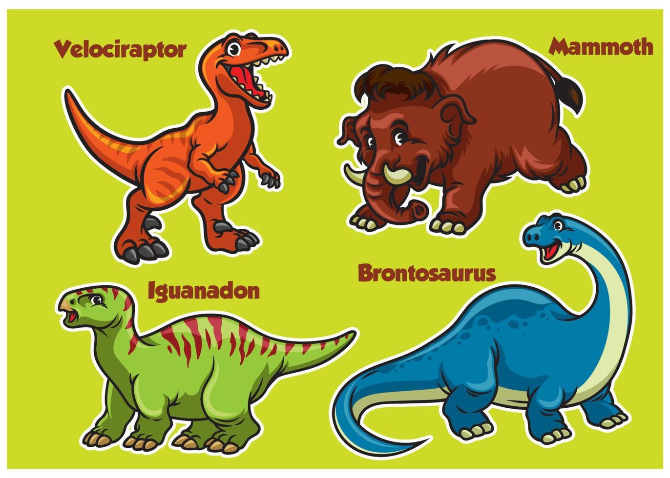 cartoon collection of dinosaurs vector