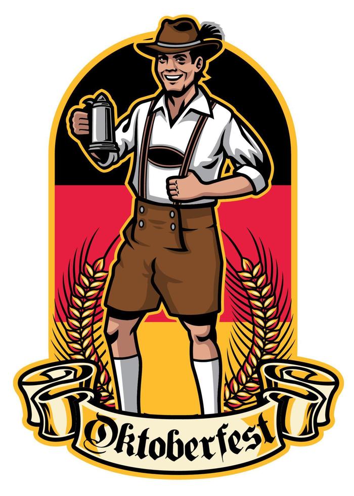 bávaro hombre Listo a celebrar Oktoberfest vector