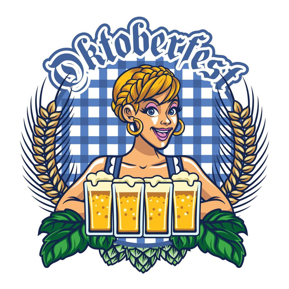 girl of oktoberfest design vector