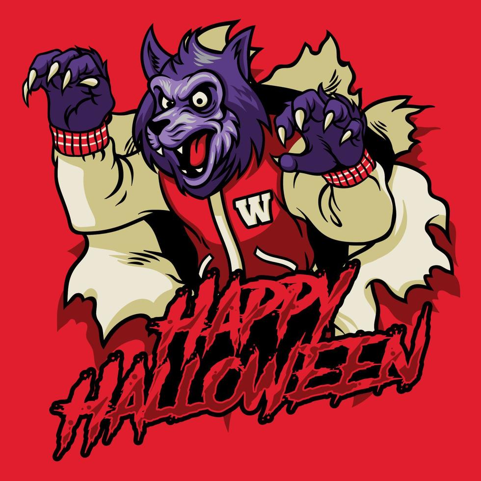 halloween design of werewolf vector