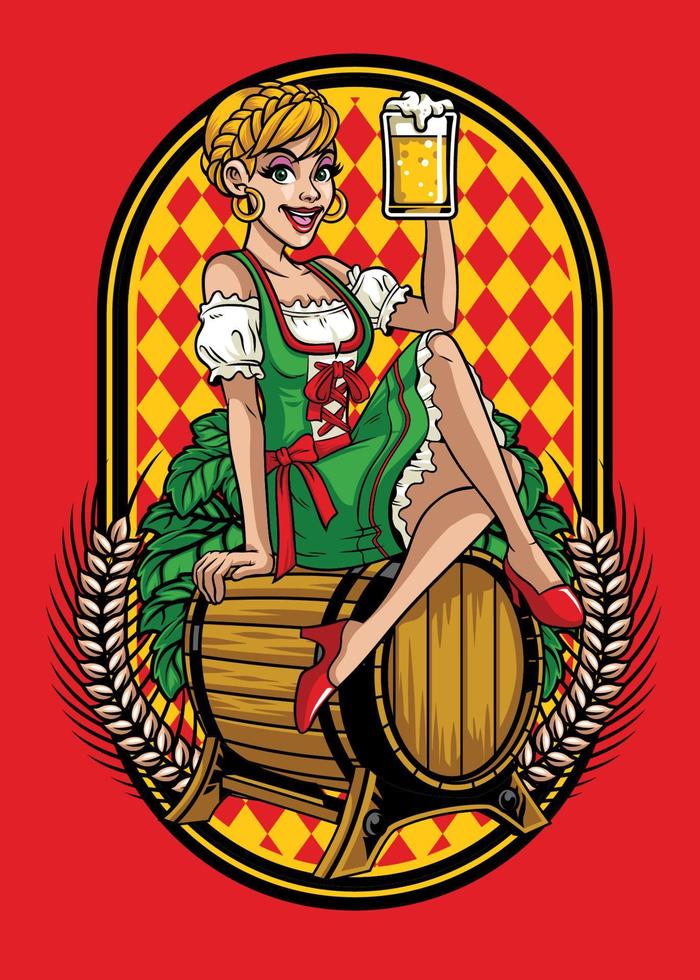 contento niña de Oktoberfest vector