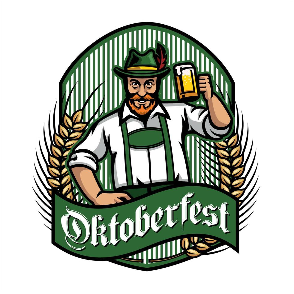 antiguo hombre con cerveza celebrando Oktoberfest vector