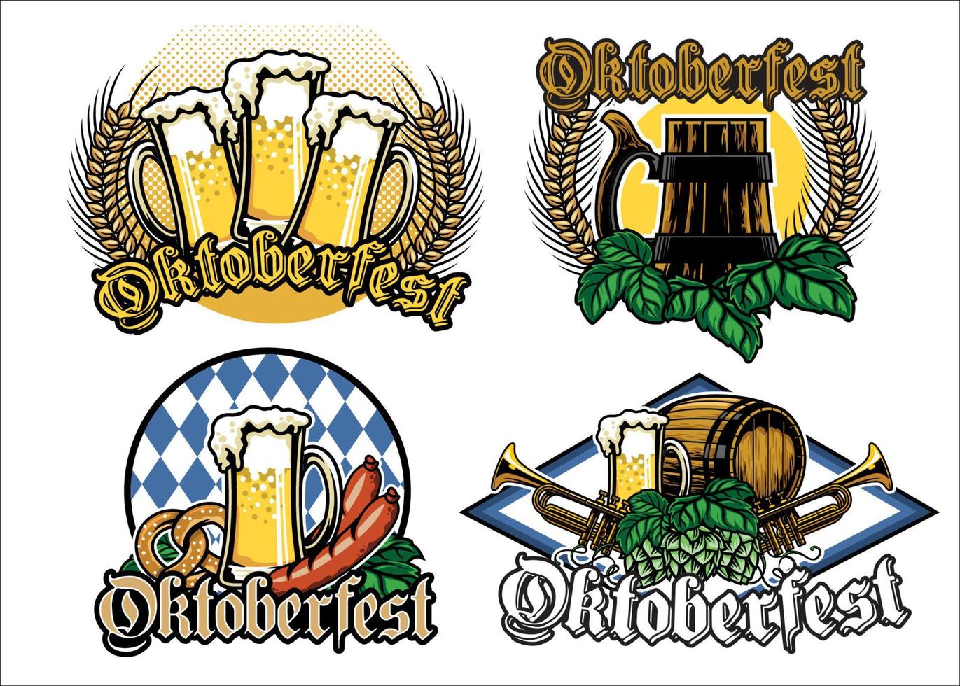 oktoberfest badge design set vector