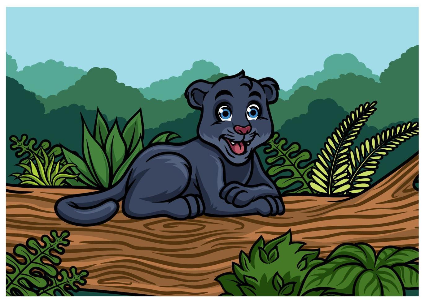 young black panther in the jungle vector