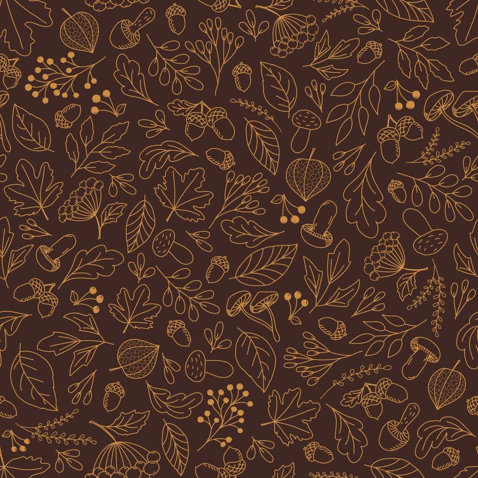 Autumn seamless pattern in doodle style vector