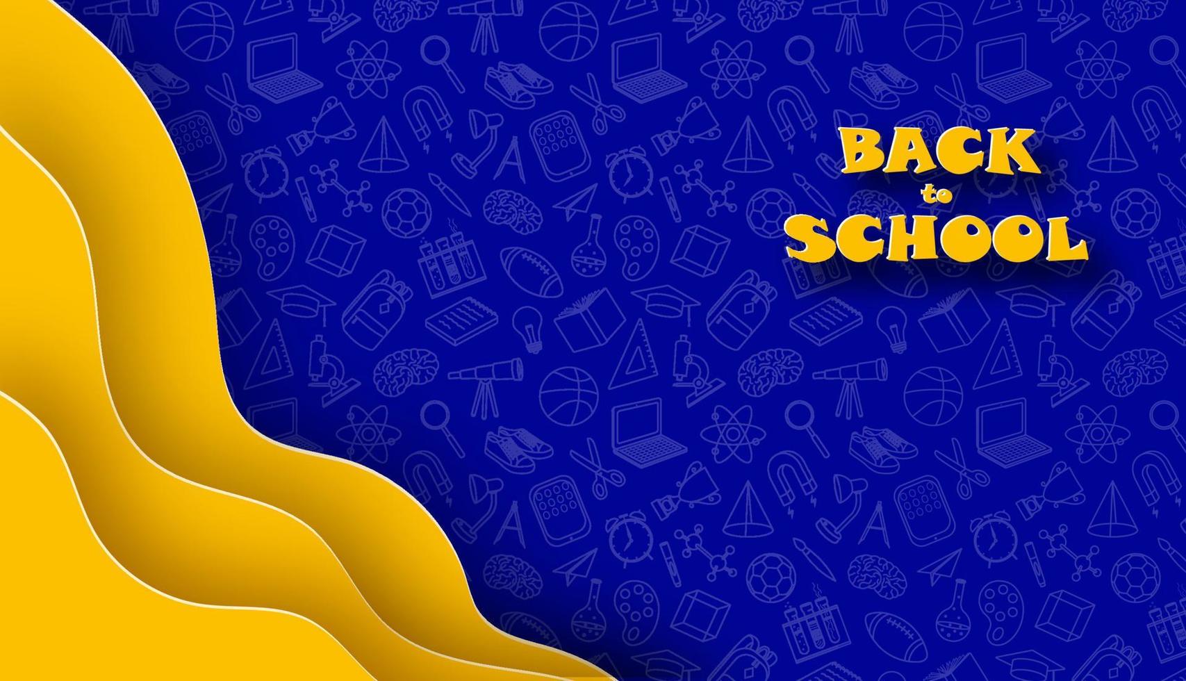 Paper art and craft style Back to school banner. vector