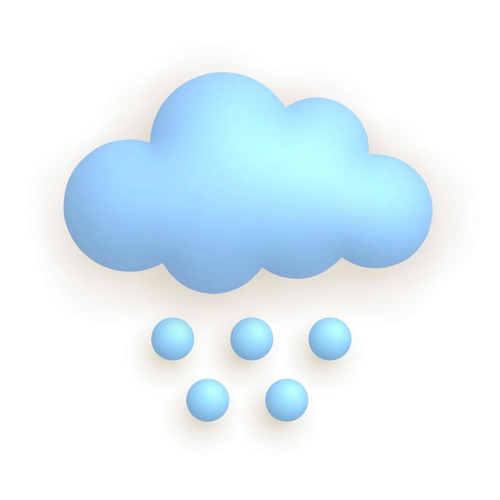 Cloud, snow, hail, rain. Cute weather realistic icon. 3d cartoon vector