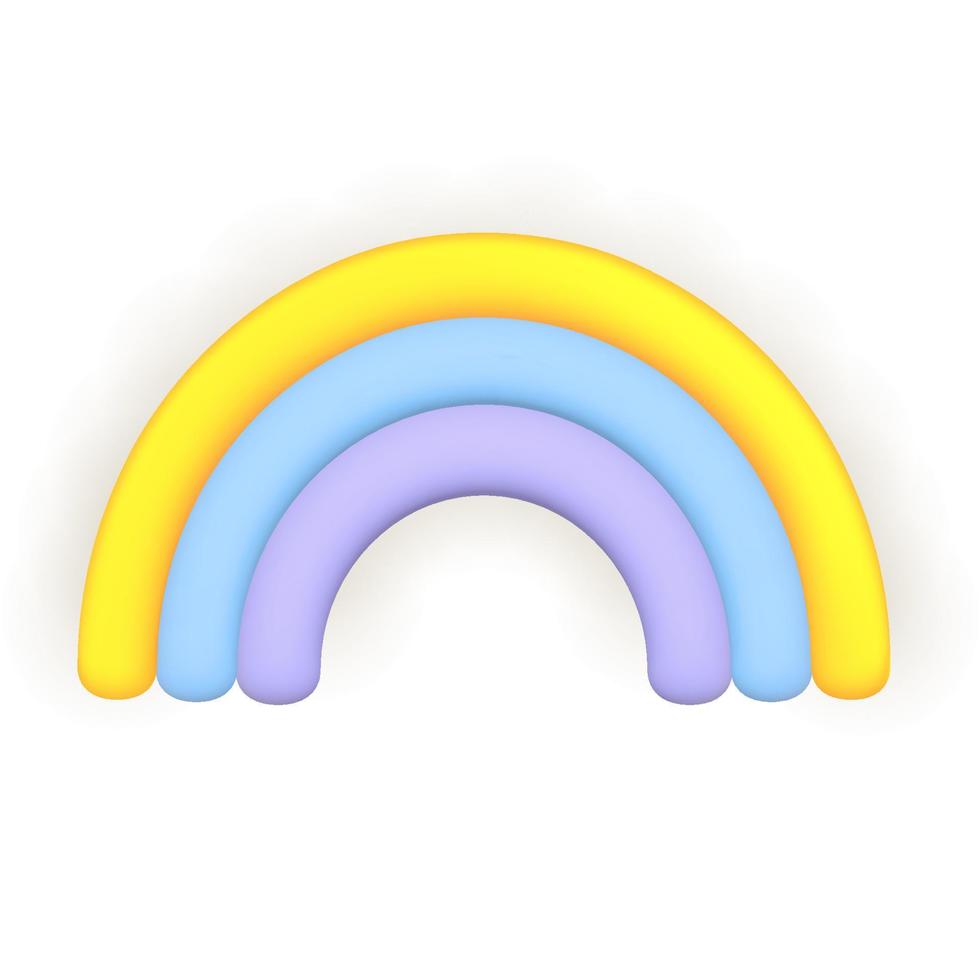 Rainbow. Cute weather realistic icon. 3d cartoon. vector