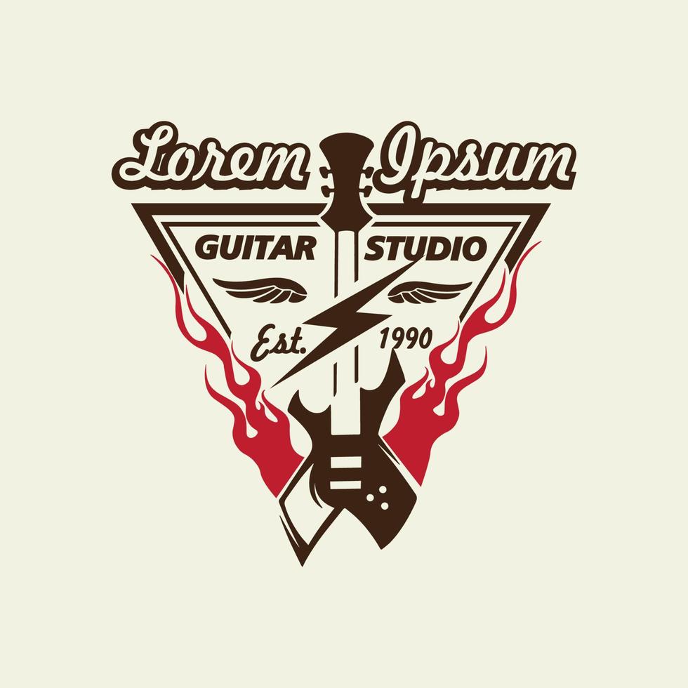 guitarra estudio logo vector ilustración
