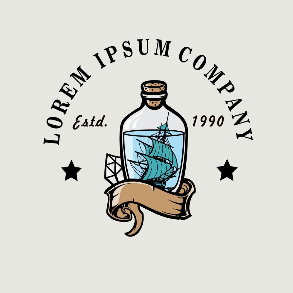 ship in bottle logo vector illustration