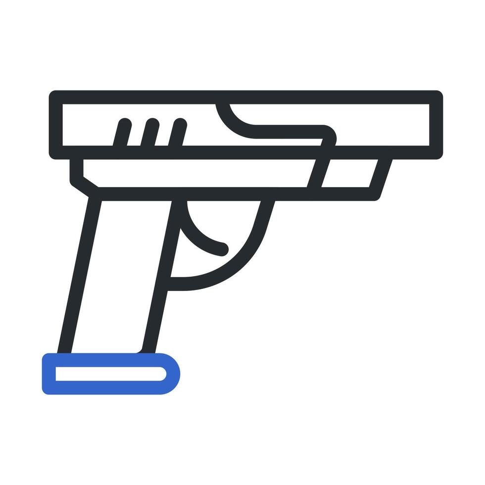 pistola icono duocolor estilo gris azul color militar ilustración vector Ejército elemento y símbolo Perfecto.