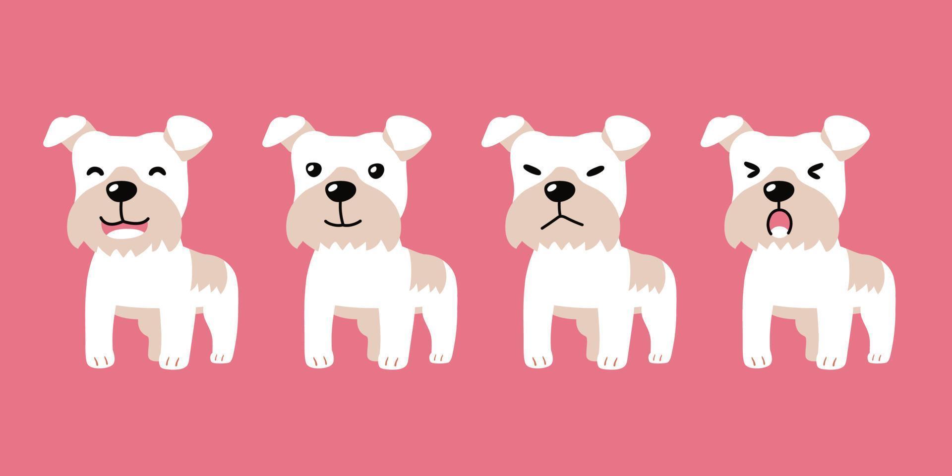 Vector cartoon set of character wire fox terrier dog