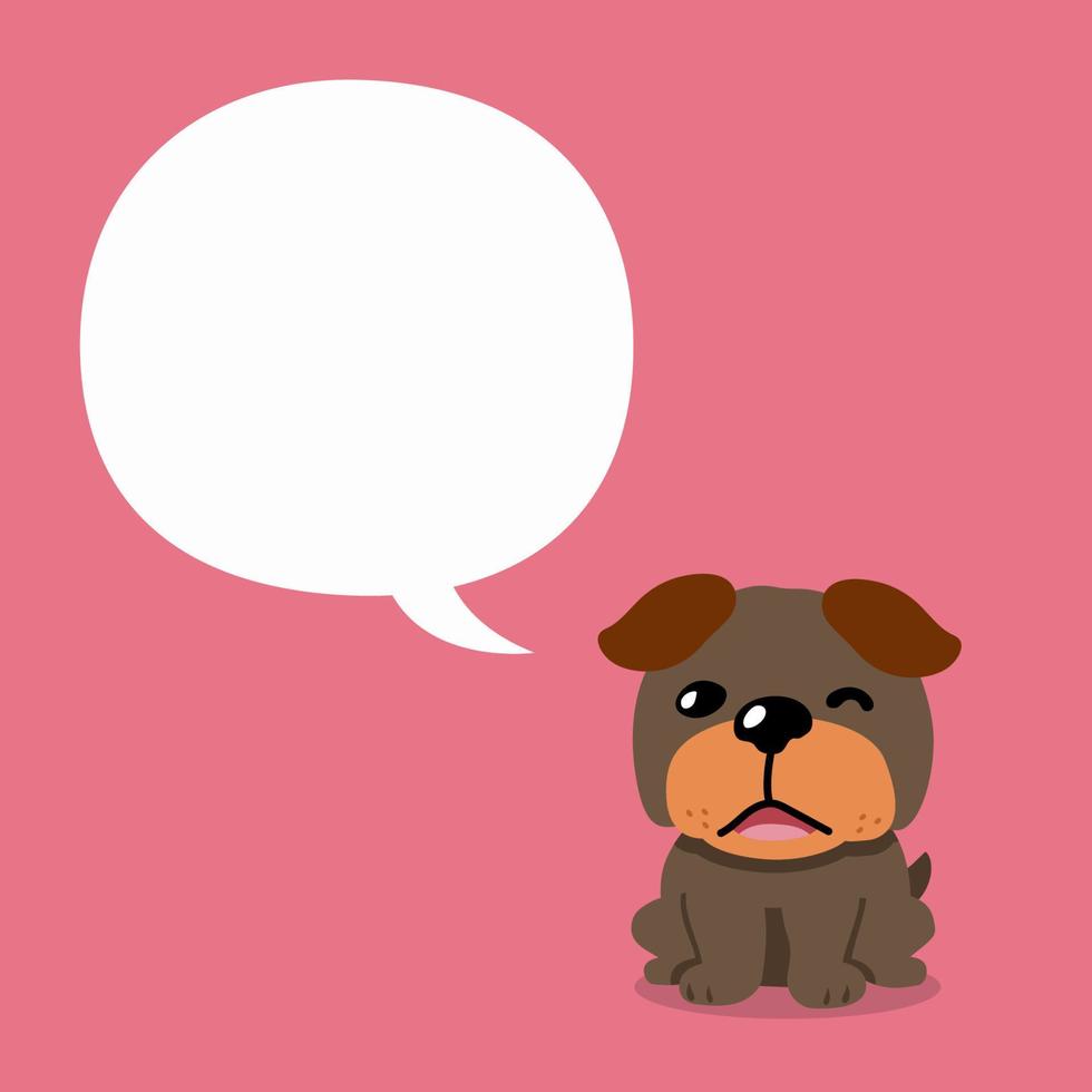 personaje de dibujos animados lindo perro con burbujas de discurso vector