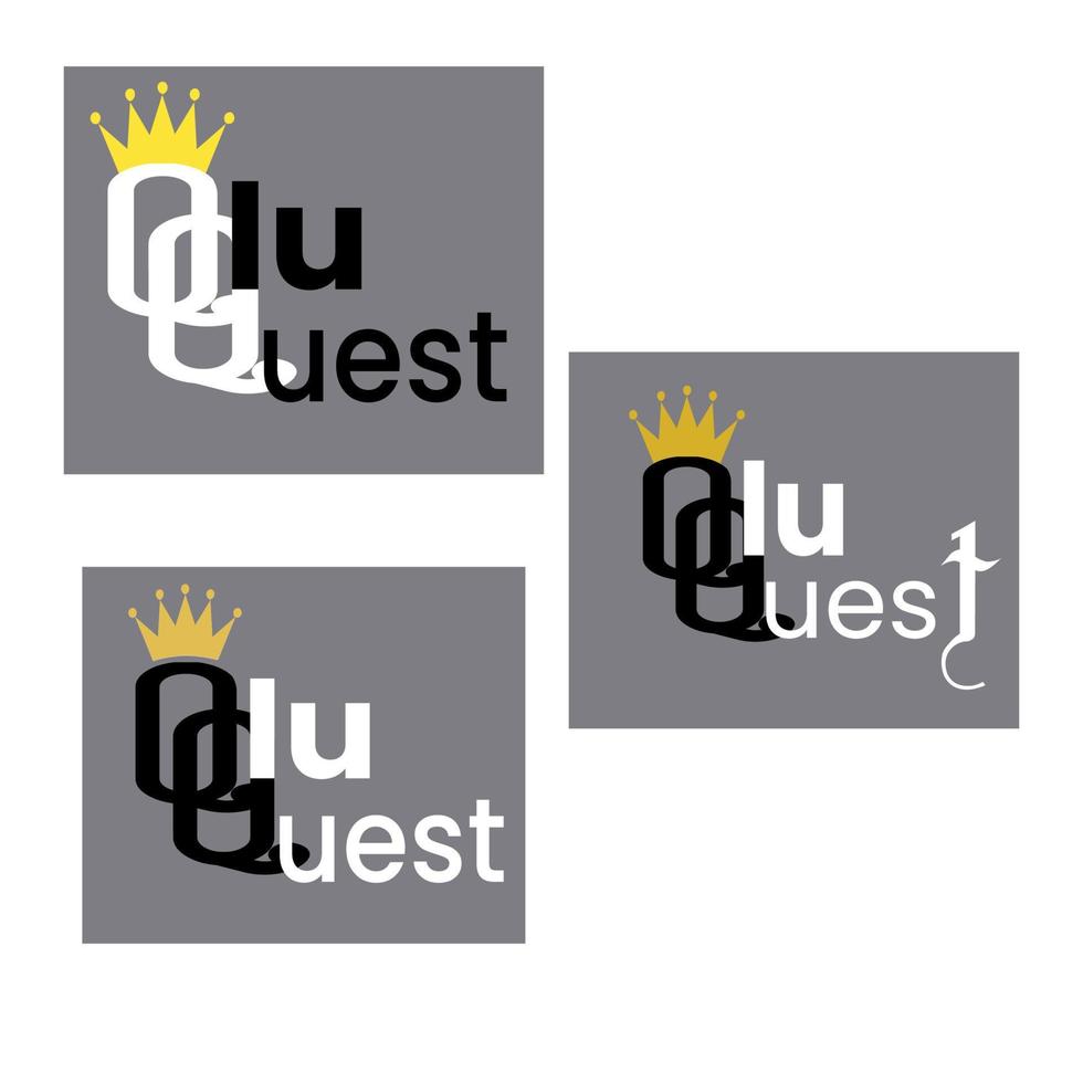 A gold crown with the word quest on it vector