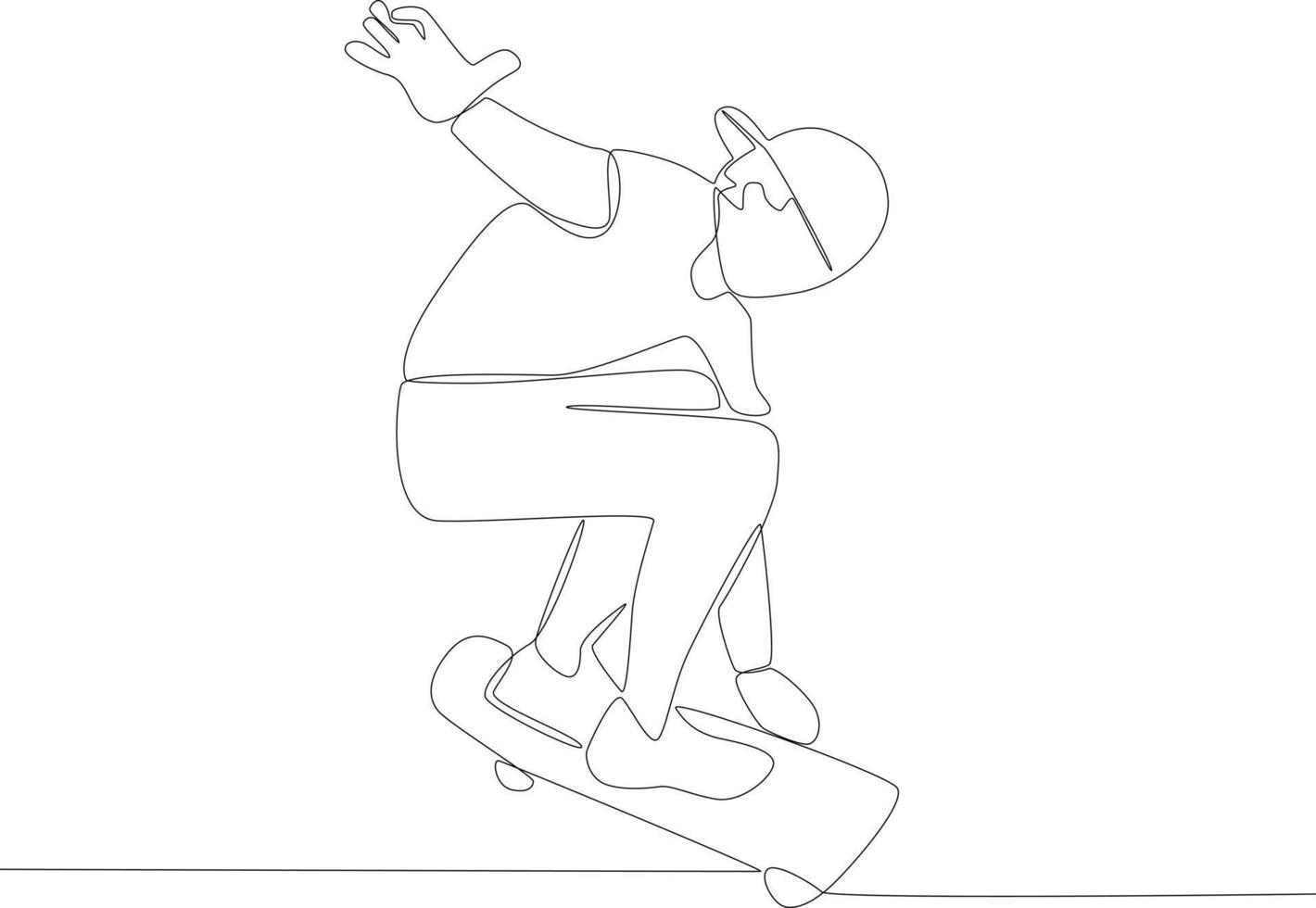A man holding the end of a skateboard while playing vector