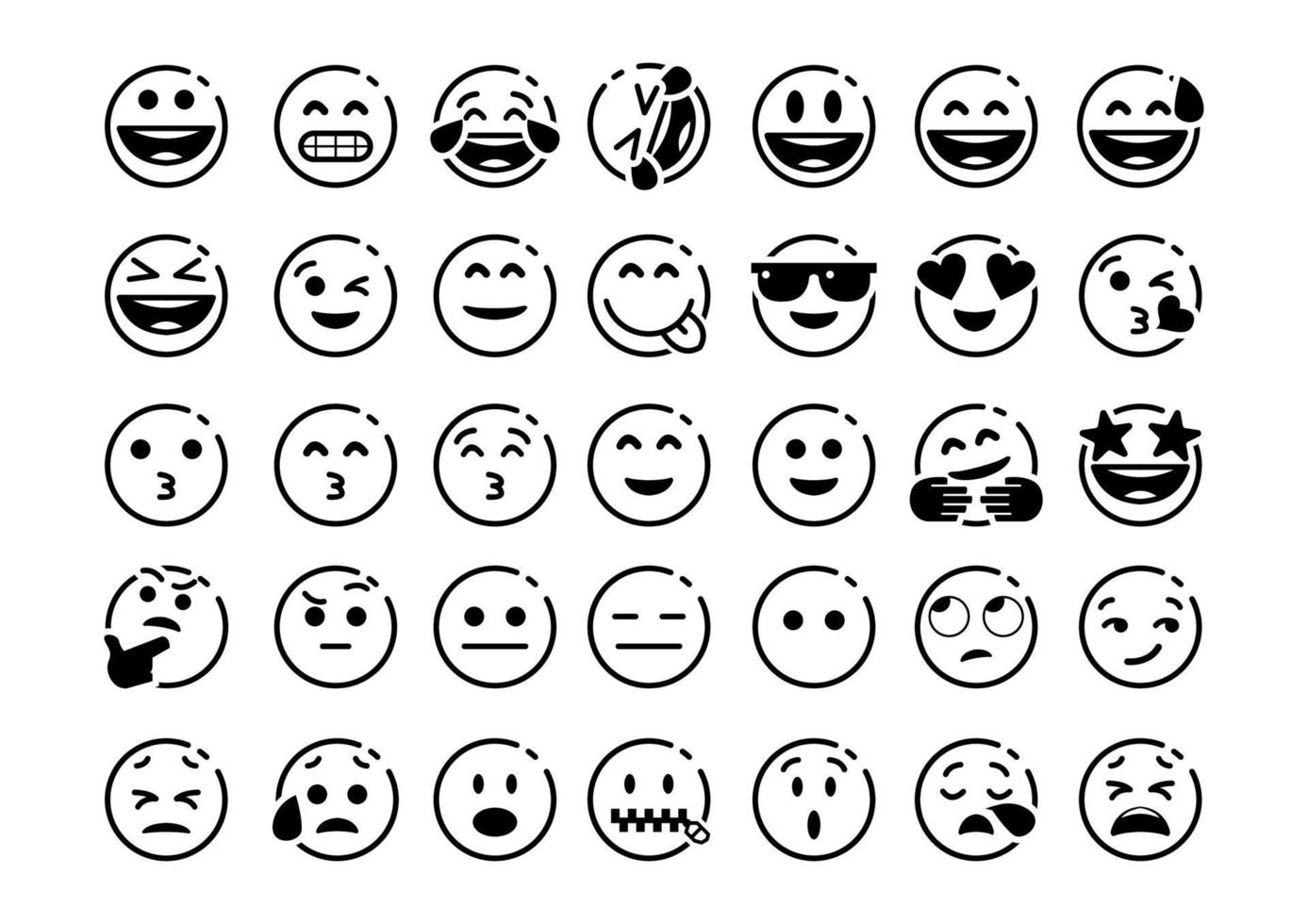 Lineart android emoji pack vector illustration hand drawn